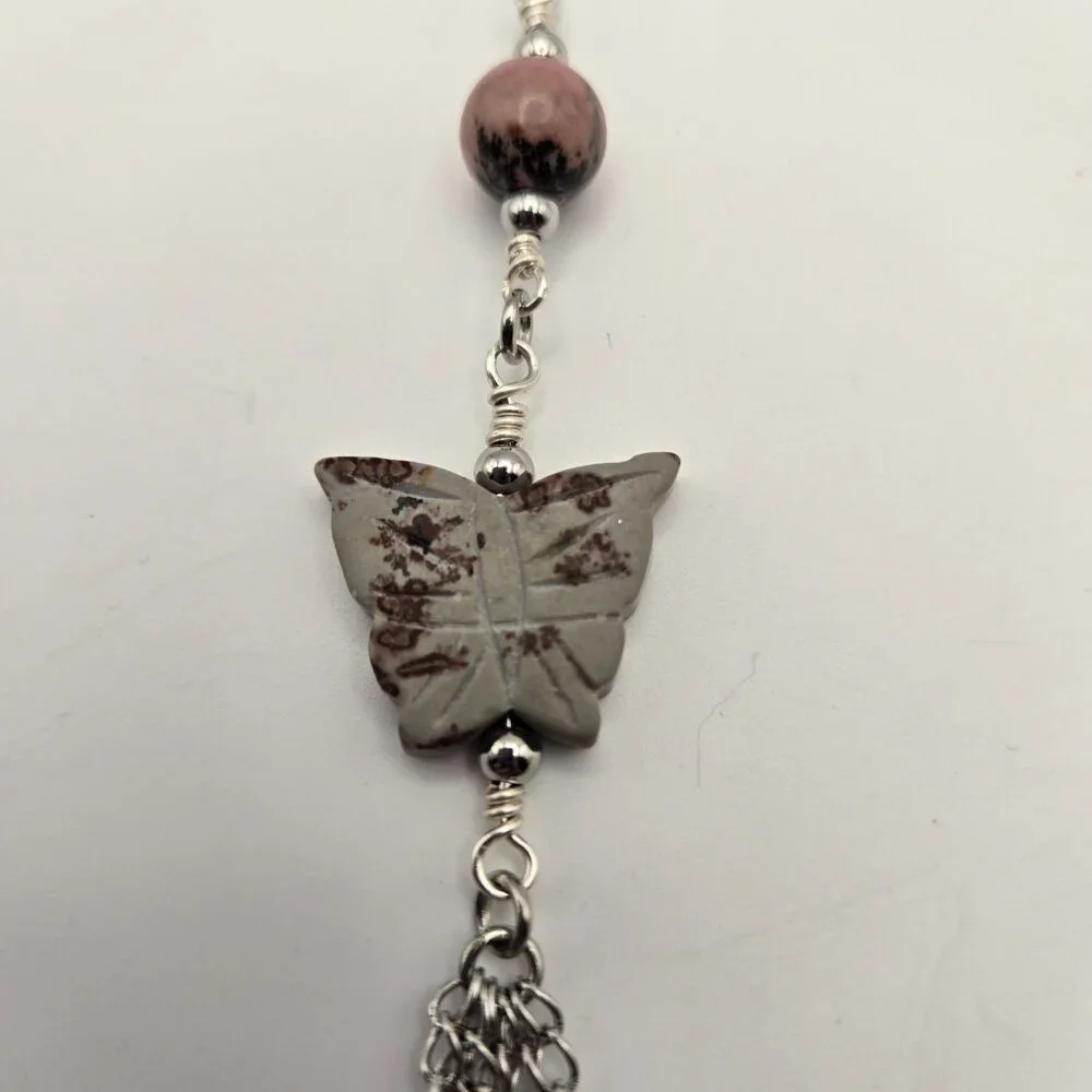 Handmade Gemstone Purse Charm Zipper Pull Butterfly